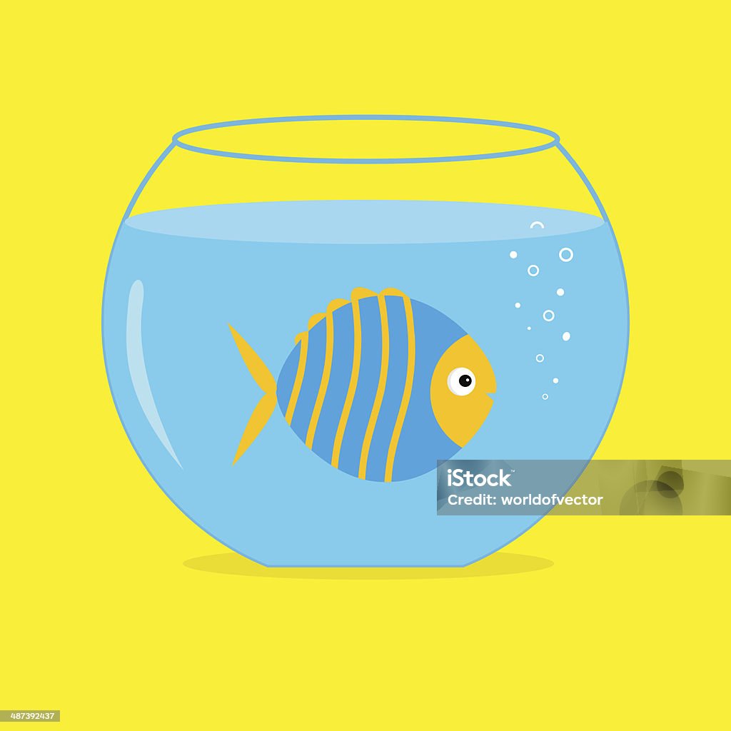 Azul pescado en acuario.  Tarjeta. - arte vectorial de Acuario - Equipo para animales domésticos libre de derechos