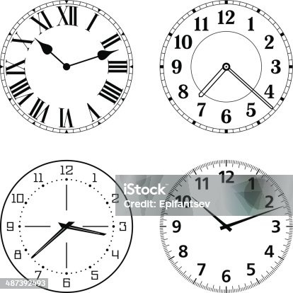 istock Set of different clock faces 487392493