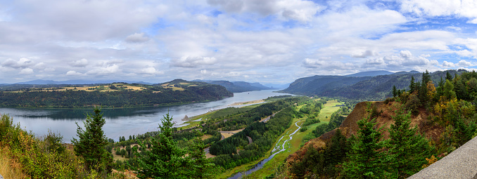 Panoramic view of Columbia River Gorge OR USA