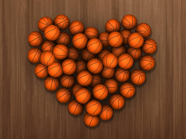 Basketball Heart Basketball balls arranged in a heart shape. heart shaped basketball stock pictures, royalty-free photos & images