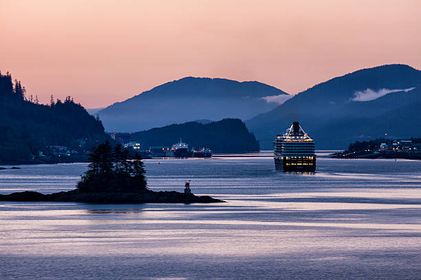 MS Westerdam Sailing Into Ketchikan at Dawn stock photo