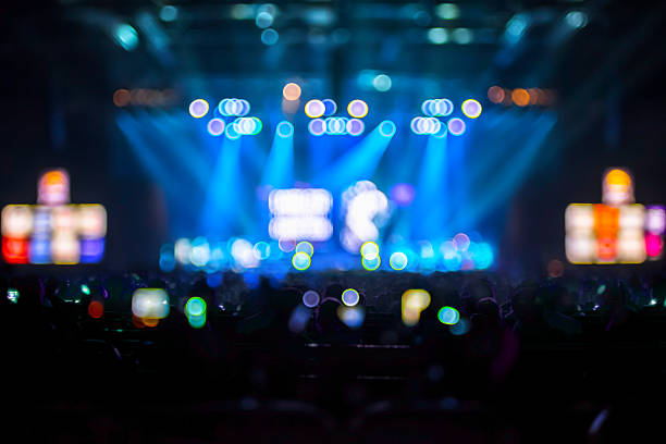 Blurred background : Bokeh lighting in concert with audience ,Mu