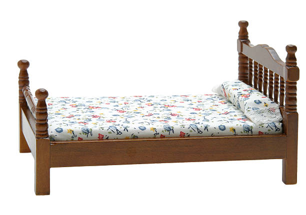 istock Single bed made of wood 487407474