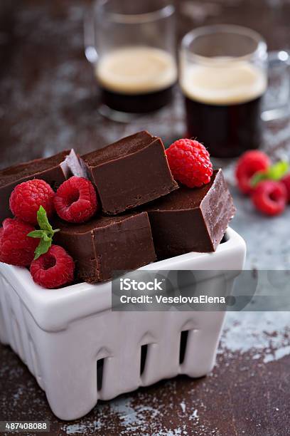 Chocolate Fudge Pieces Stock Photo - Download Image Now - 2015, Backgrounds, Berry