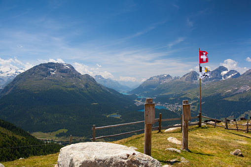 Panorama of the Upper Engadine from Muottas Muragl, Switzerland