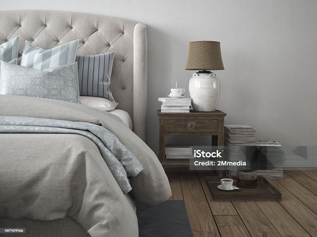 luxury vintage style bedroom. 3d rendering 3d rendering. a luxury modern style bedroom. 2015 Stock Photo