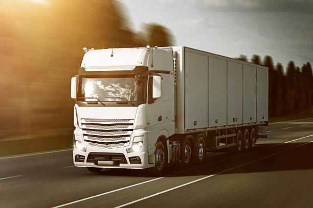 Refrigerated Truck Road transport with a refrigerated trailer. mercedes argentina stock pictures, royalty-free photos & images