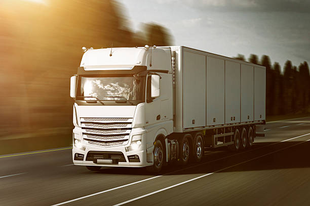 Refrigerated Truck Road transport with a refrigerated trailer.  truck mode of transport road transportation stock pictures, royalty-free photos & images