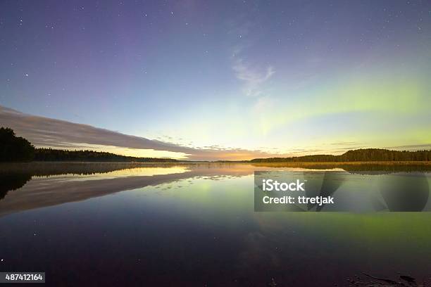 Northern Lights Reflections Stock Photo - Download Image Now - 2015, Arctic, Astronomy