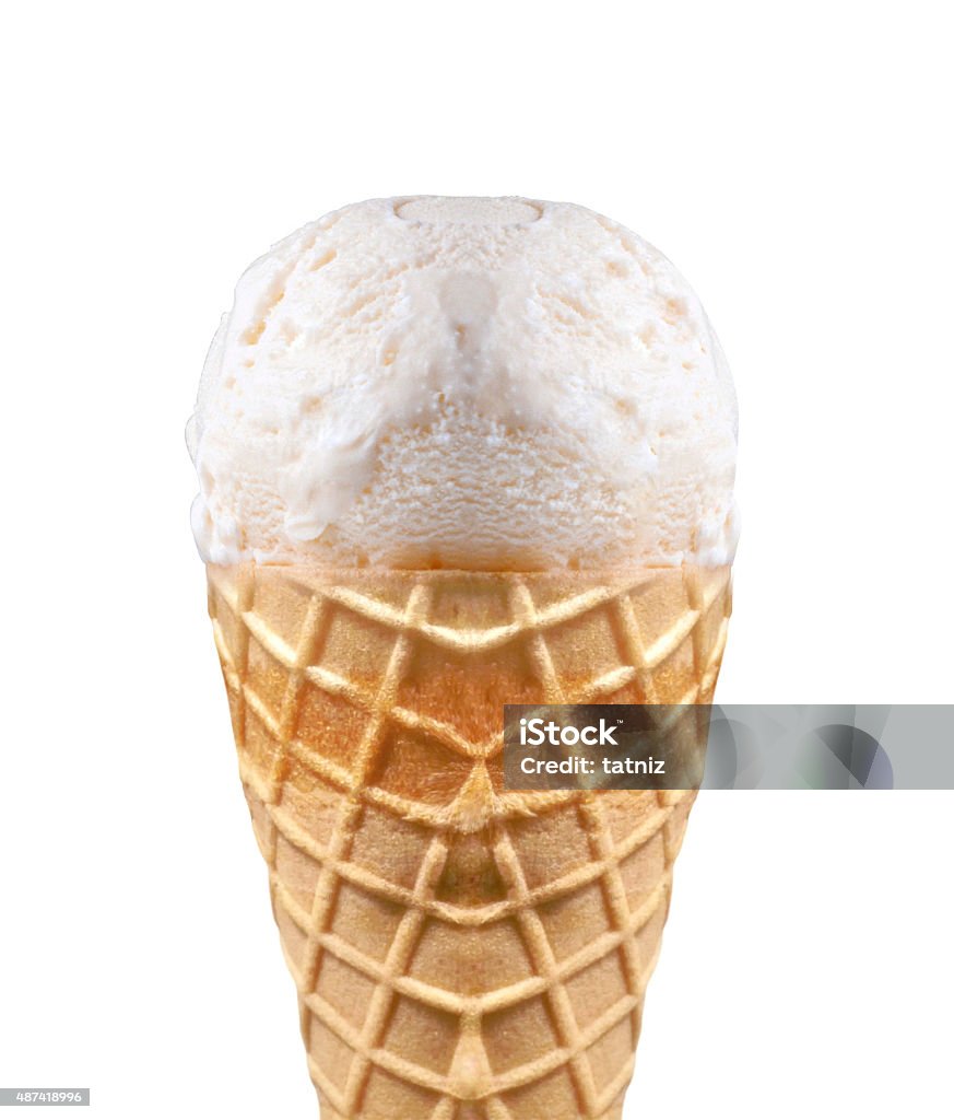 vanilla ice cream with cone close up 2015 Stock Photo