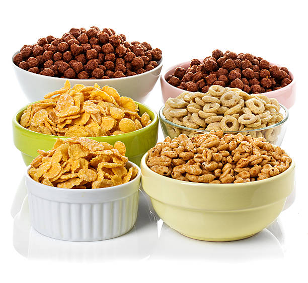 istock assortment dry cereal, flakes  for breakfast, isolated on white 487420133