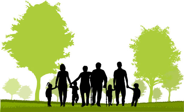 familie silhouetten - grandparent grandfather granddaughter silhouette stock-grafiken, -clipart, -cartoons und -symbole