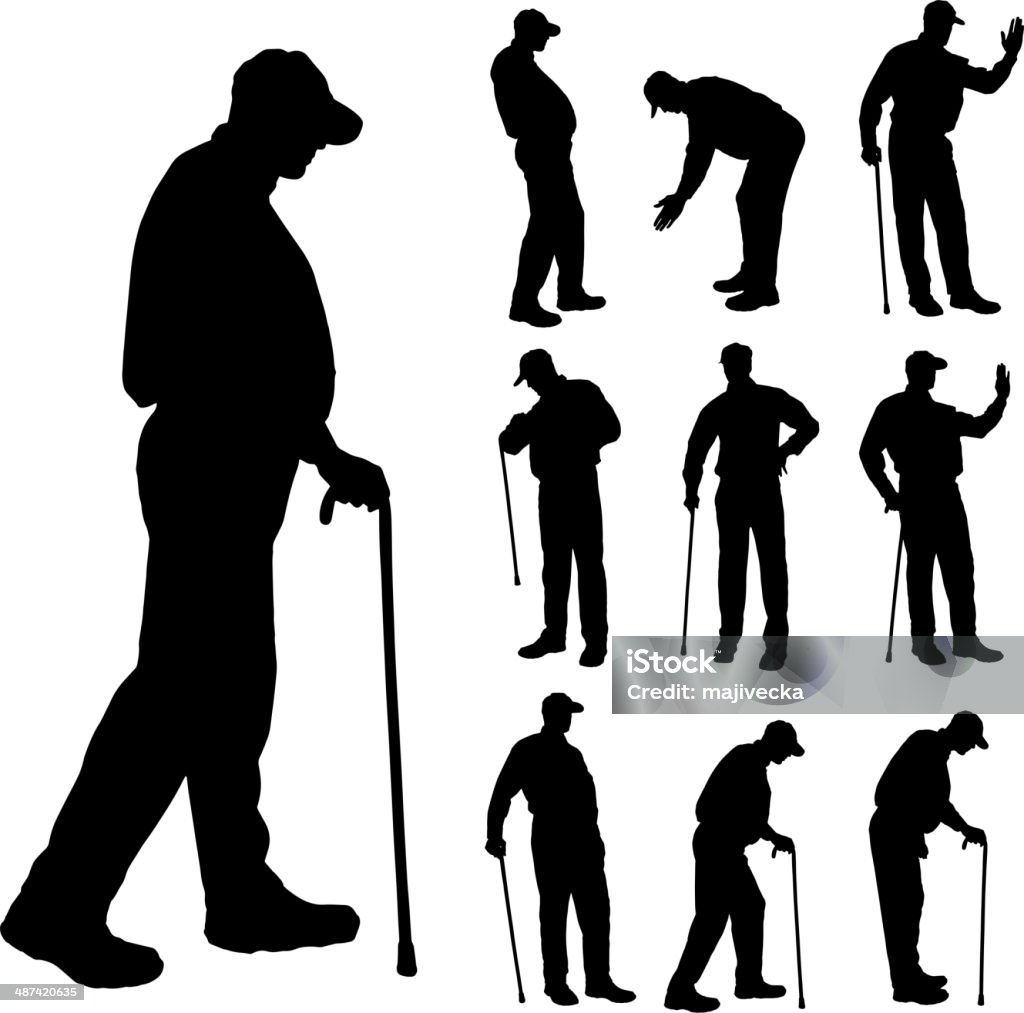 Siluet Vektor Orang Tua Ilustrasi Stok - Unduh Gambar Sekarang - Bayang