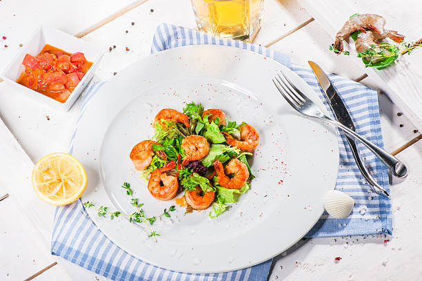 Shrimps with beer stock photo