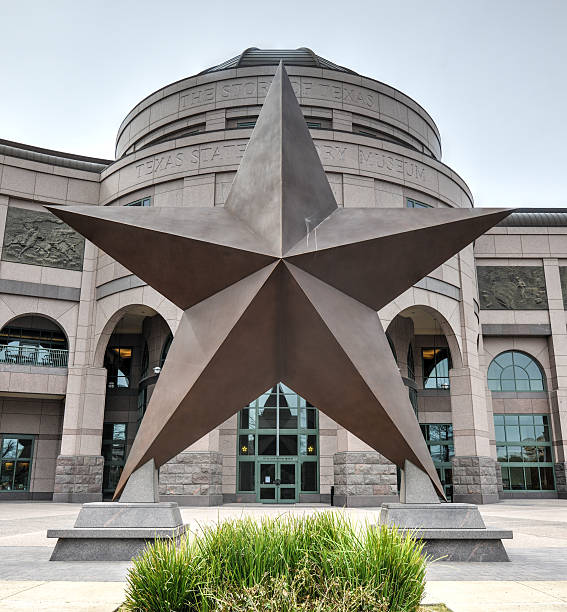 Texas Star Texas Star in front of the Bob Bullock Texas State History Museum in downtown Austin, Texas. bobbed hair stock pictures, royalty-free photos & images