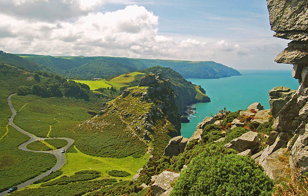 Valley of the Rocks. North Devon The valley of the Rocks, near Lynton, North Devon, England. The view looks west  towards Woody Bay. Devon stock pictures, royalty-free photos & images