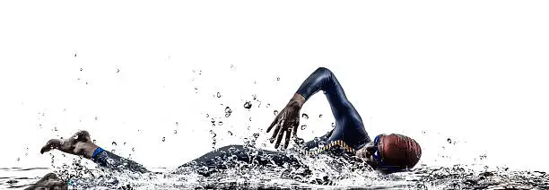 Photo of triathlon iron man athlete swimmers swimming