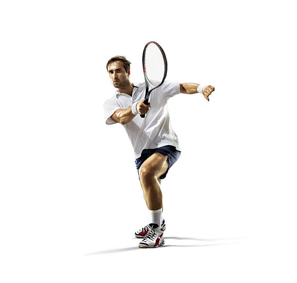 istock isolated on white young man is playing tennis 487426154