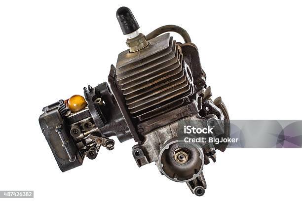 Old Gasoline Engine Isolated On White Background Stock Photo - Download Image Now - Engine, White Background, 2015