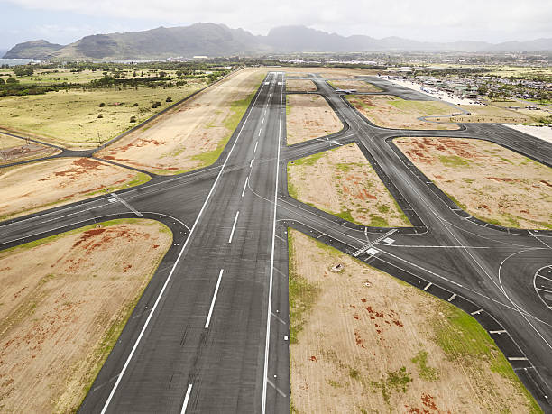 HIlo International Airport Runway, Hawaii stock photo