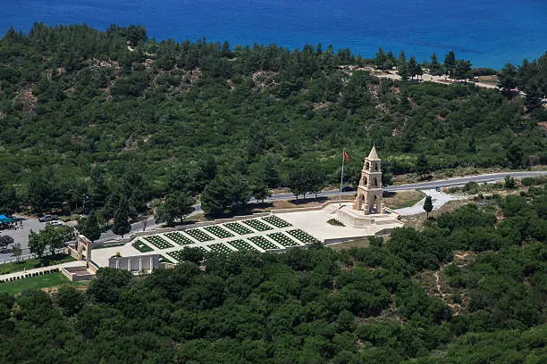 Photo of Martyrs' Memorial For 57th Infantry Regiment from above, Çanakkale Turkey