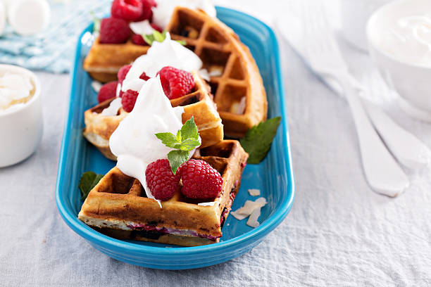 Coconut raspberry waffles
