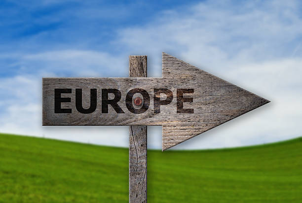 istock Arrow Sign in a beautiful scene with text Europe 487436852