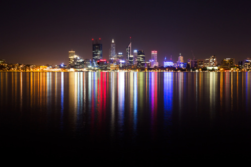 Cityscape in Perth, Australia. Photo shot at night.