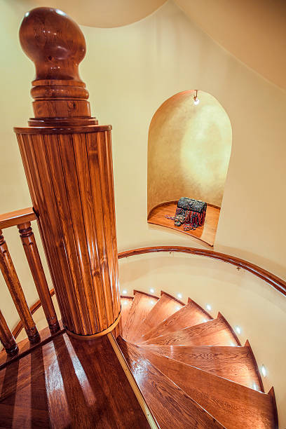 istock Spiral wooden stairs 487441782