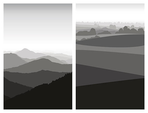 ilustraciones, imágenes clip art, dibujos animados e iconos de stock de paisaje - tree silhouette meadow horizon over land