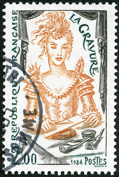 istock Postage stamp France 1984 shows Engraving 487443931