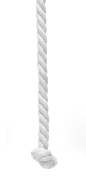 Braided white rope on white background