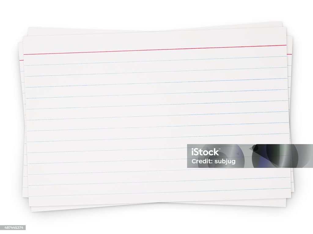 Lined Index Card Pile Blue Lined Index Card pile isolated on white (excluding the shadow) File Folder Stock Photo