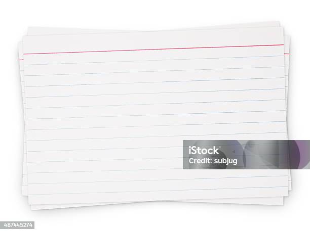 Lined Index Card Pile Stock Photo - Download Image Now - File Folder, Striped, 2015