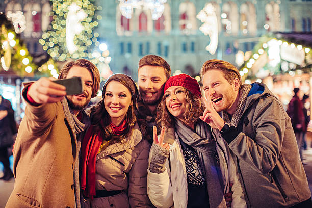 istock Friends having fun outdoors at winter holidays. 487445518