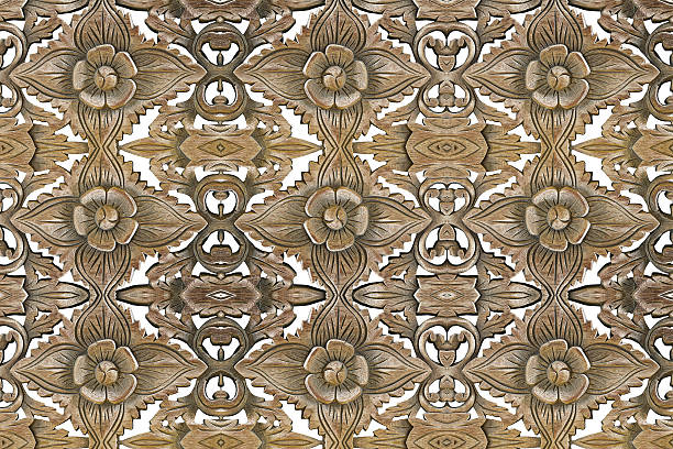istock Antique vintage wood sculpture on white background 487448238