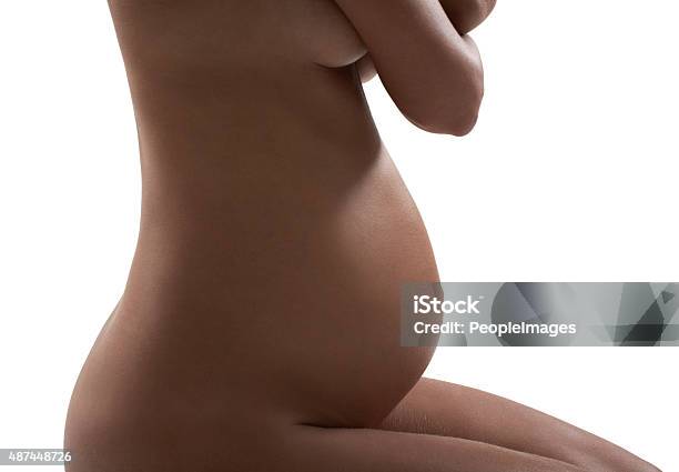 Glowing With Motherhood Stock Photo - Download Image Now - Naked, Pregnant, Human Abdomen