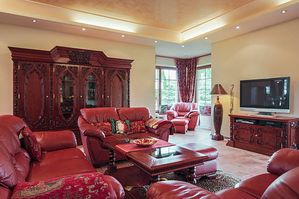 istock Leather seat in sitting room 487451044