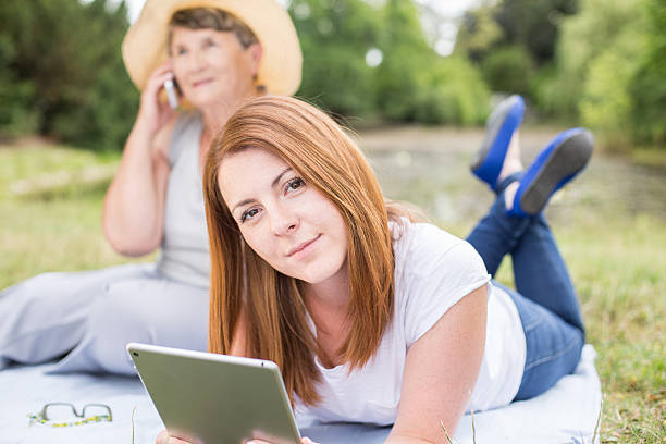 istock Modern girl with grandma 487451428