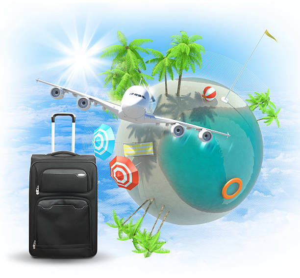 istock Jet and baggage near Earth 487452862