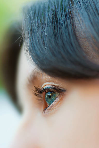 istock closeup woman open green eye with eyelash 487463611