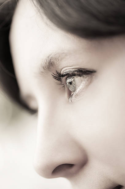 istock vintage closeup woman open eyes with eyelash 487463615