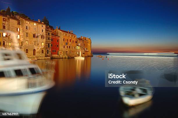 City By The Sea At Night Stock Photo - Download Image Now - Adriatic Sea, Beach, Beauty In Nature