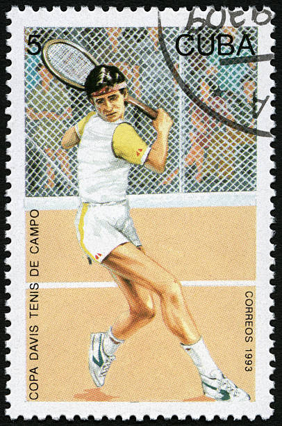 Postage stamp Cuba 1993 shows tennis player action Davis Cup