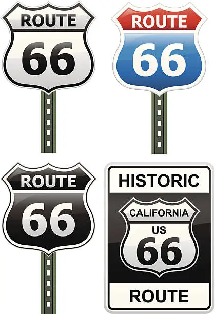 Vector illustration of Route 66 Sign Collection