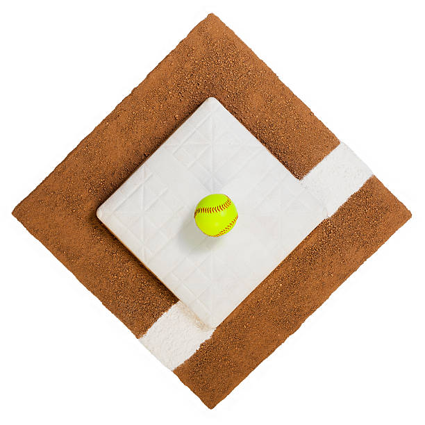 prima base di softball - baseline baseball single line dirt foto e immagini stock