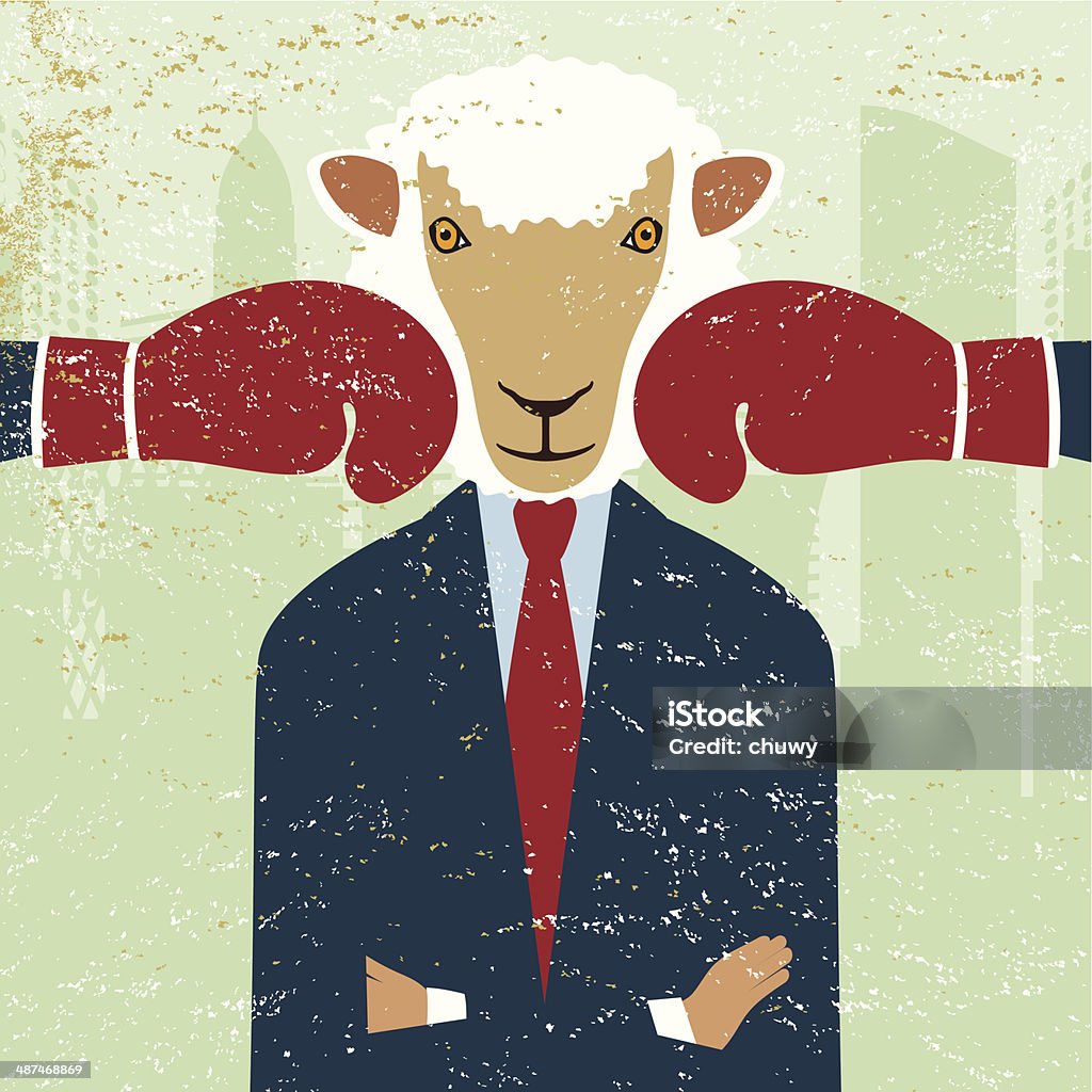 business businessman boxing glove punch trouble Sheep-headed business man being punched by two boxing gloves. Metaphore for businessman in trouble. Boxing Glove stock vector