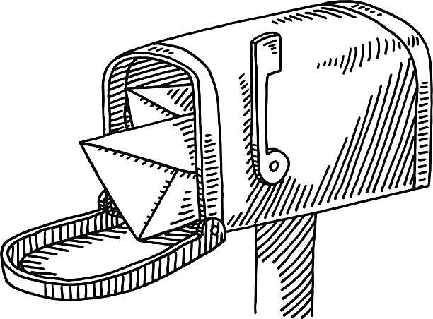 Open Mailbox Letter Drawing Hand-drawn vector drawing of an Open Mailbox and some Letters in it. Black-and-White sketch on a transparent background (.eps-file). Included files are EPS (v10) and Hi-Res JPG. open source clip art stock illustrations