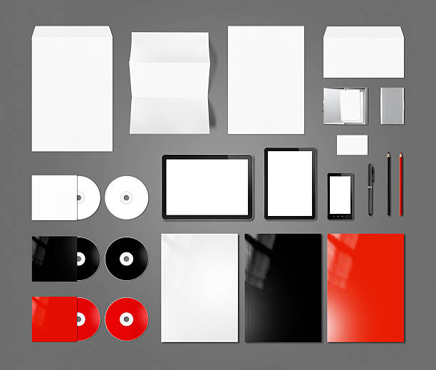 istock Branding identity design mockup template, dark grey background 487469174