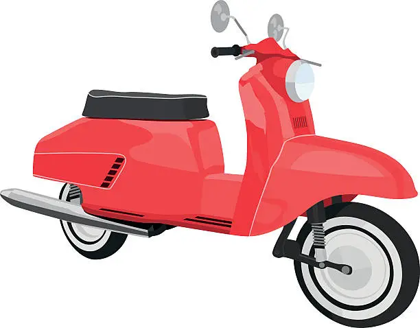 Vector illustration of Vector red scooter